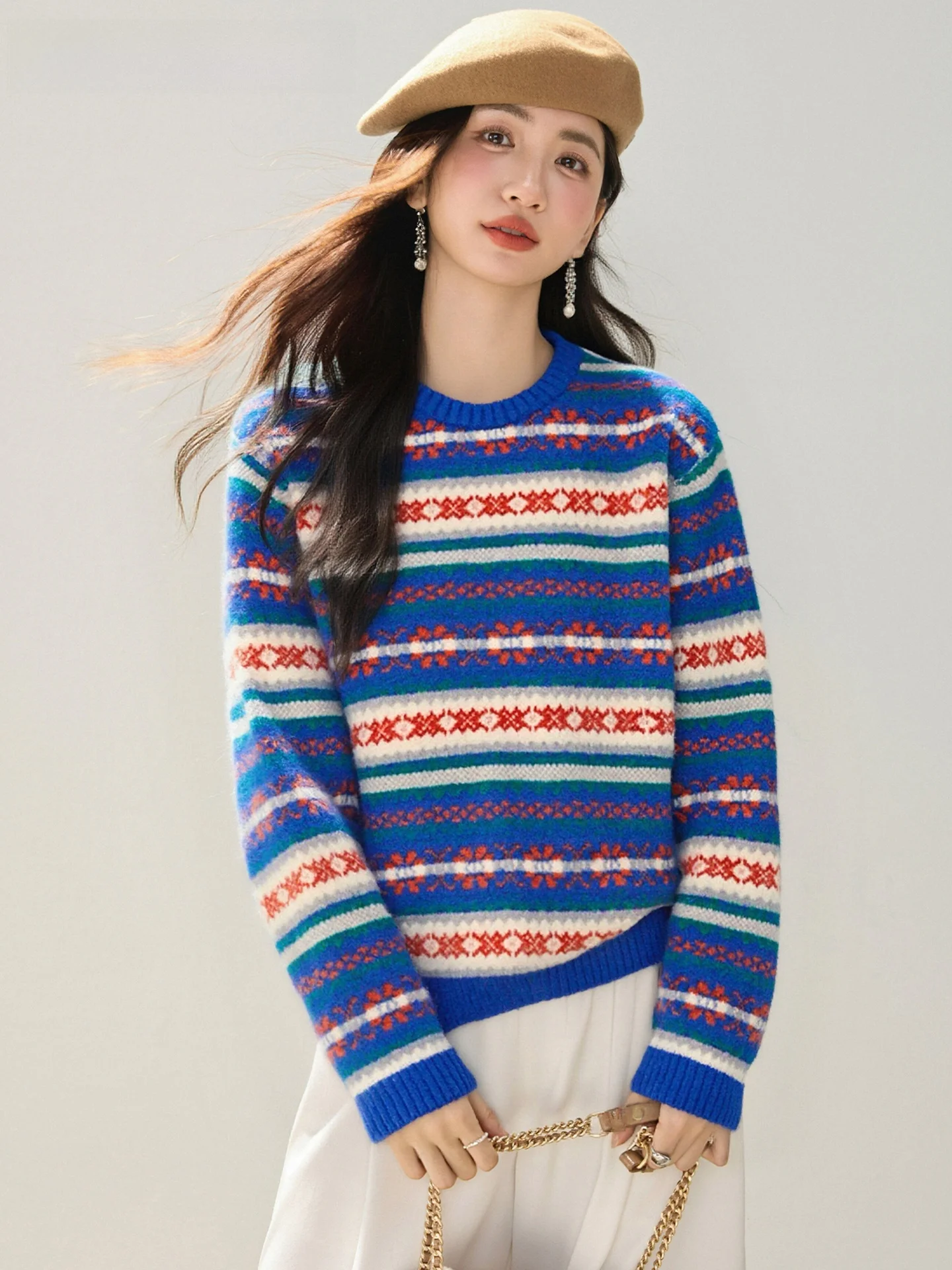 La Chapelle Casual Loose Knitted Sweater Women's Wool Blend Fair Isle Stripe Knitwear Casual Comfortable Soft Polyester
La Chapelle Casual Loose Knitted Sweater Women's Wool Blend Fair Isle Stripe Knitwear Casual Comfortable Soft Polyester