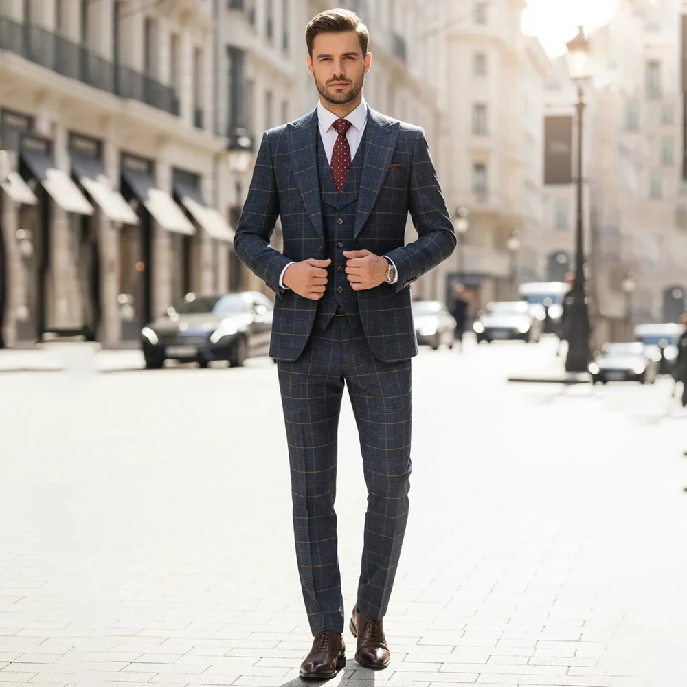 Luxury 3 Pieces Men Suits Peaked Lapel Single Breasted Tuxedo Wedding Outfit Blazer Office Business Jacket+Vest+Pants Customized
Luxury 3 Pieces Men Suits Peaked Lapel Single Breasted Tuxedo Wedding Outfit Blazer Office Business Jacket+Vest+Pants Customized