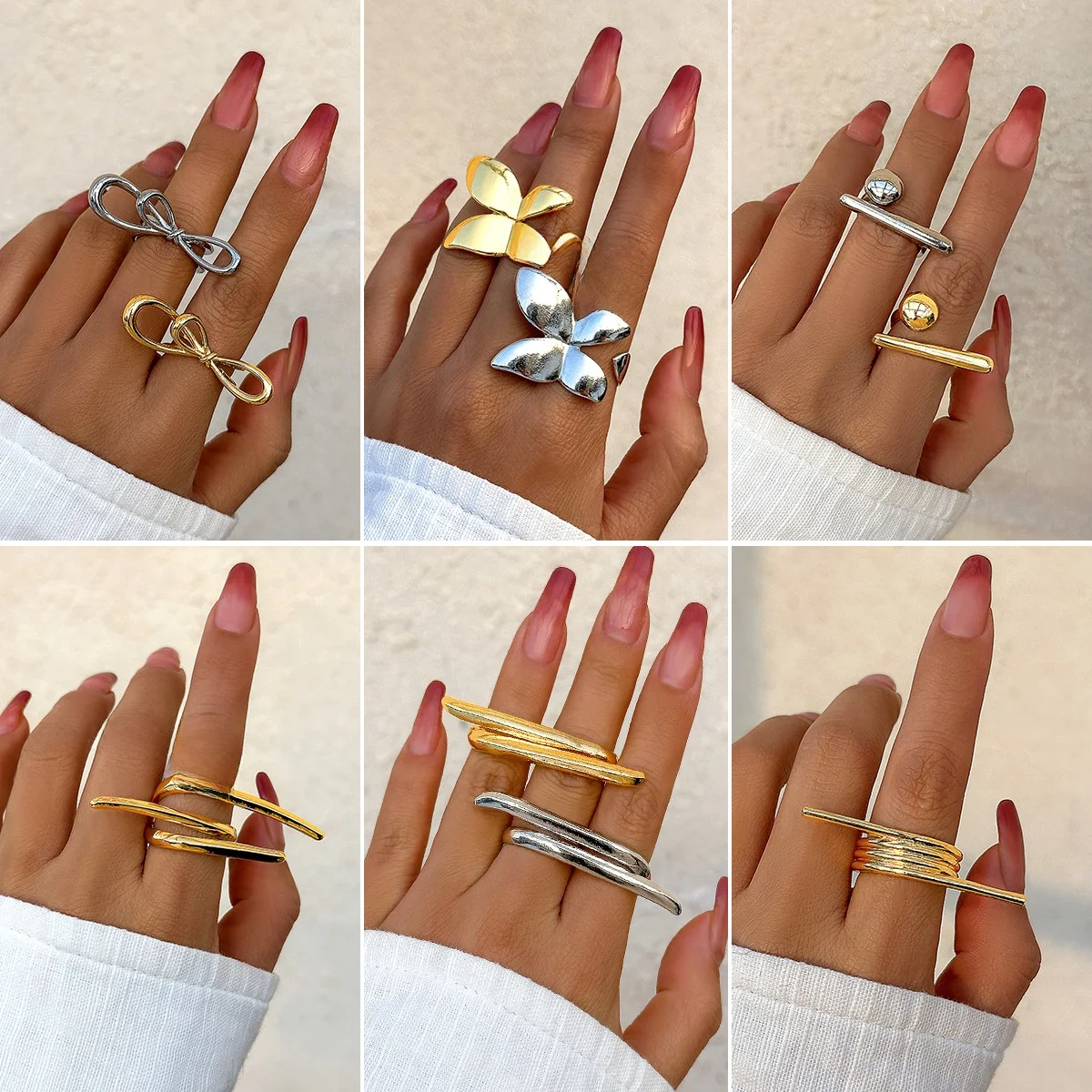 Simple Metal Luster Ring for Women Double Finger Ring Ele Knot Design Faionable Jewelry Accory
Simple Metal Luster Ring for Women Double Finger Ring Ele Knot Design Faionable Jewelry Accory