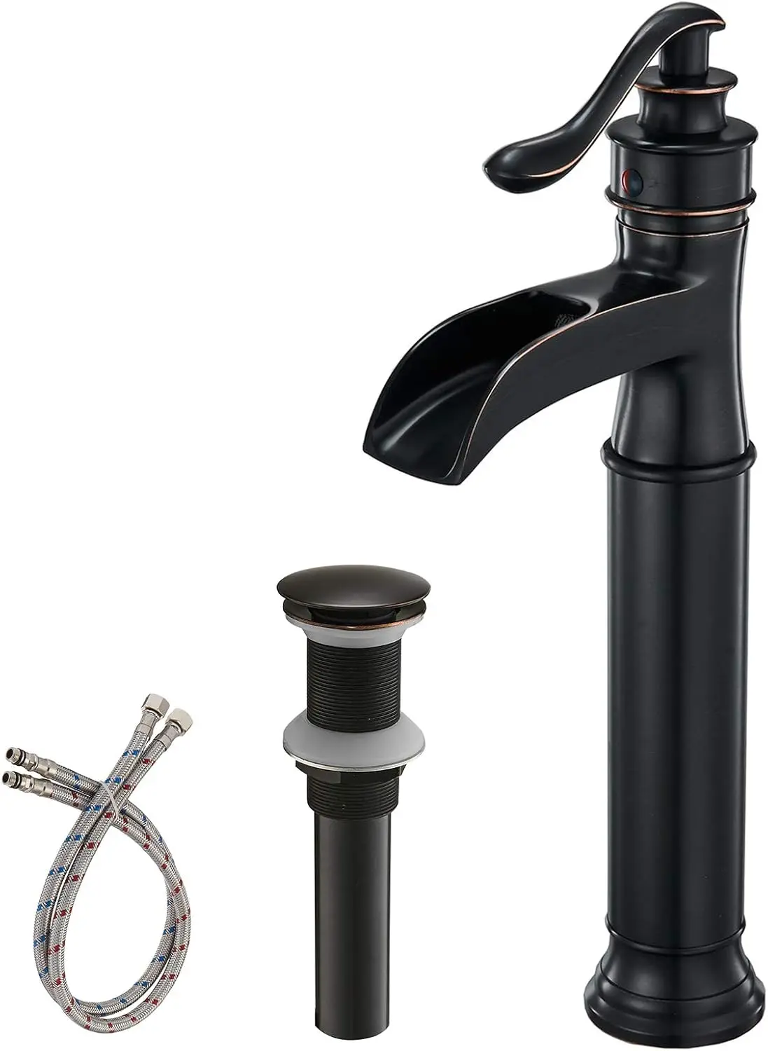 Oil Rubbed Bronze Waterfall Spout Single Handle Bathroom Faucet for Vessel Sink, Easy Install
Oil Rubbed Bronze Waterfall Spout Single Handle Bathroom Faucet for Vessel Sink, Easy Install