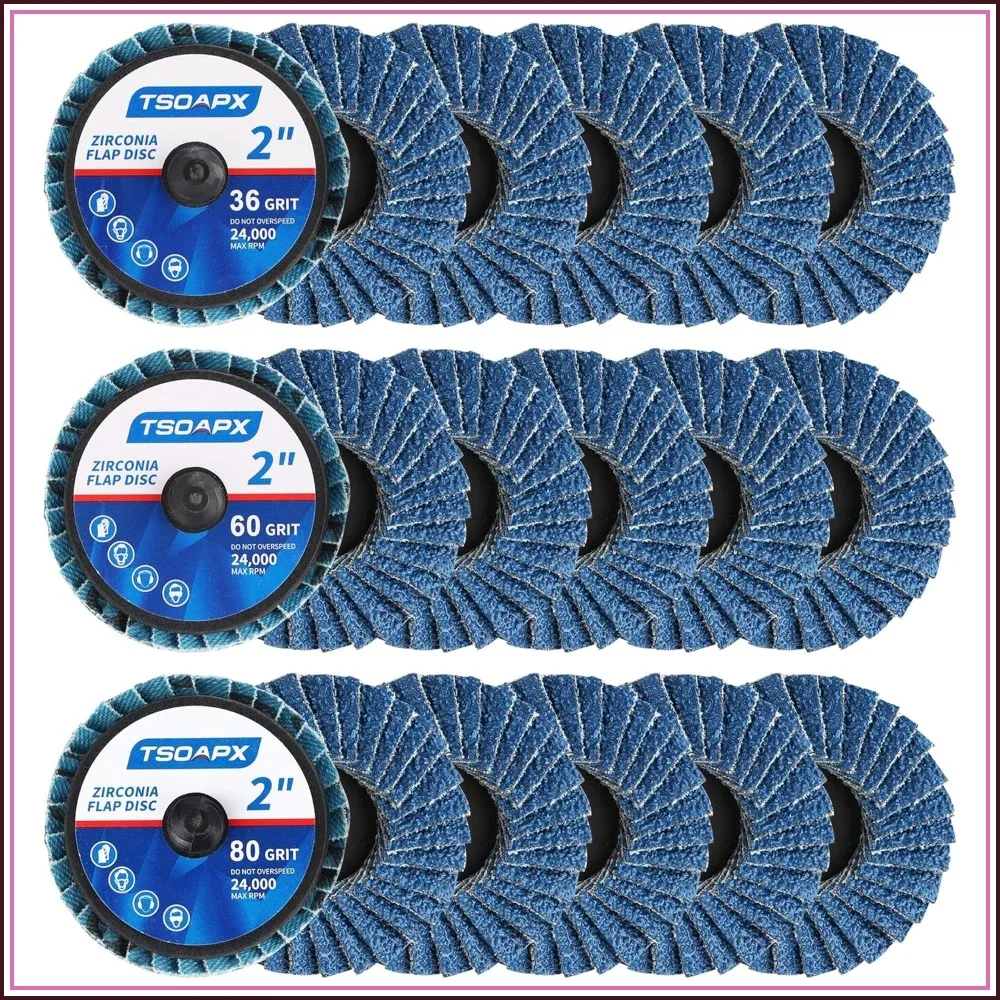 15 PCS 2" Zirconia Flap Disc Set, Grit 36/60/80, Quick-Change Hub, for Angle Grinder Rust Paint Removal
15 PCS 2" Zirconia Flap Disc Set, Grit 36/60/80, Quick-Change Hub, for Angle Grinder Rust Paint Removal