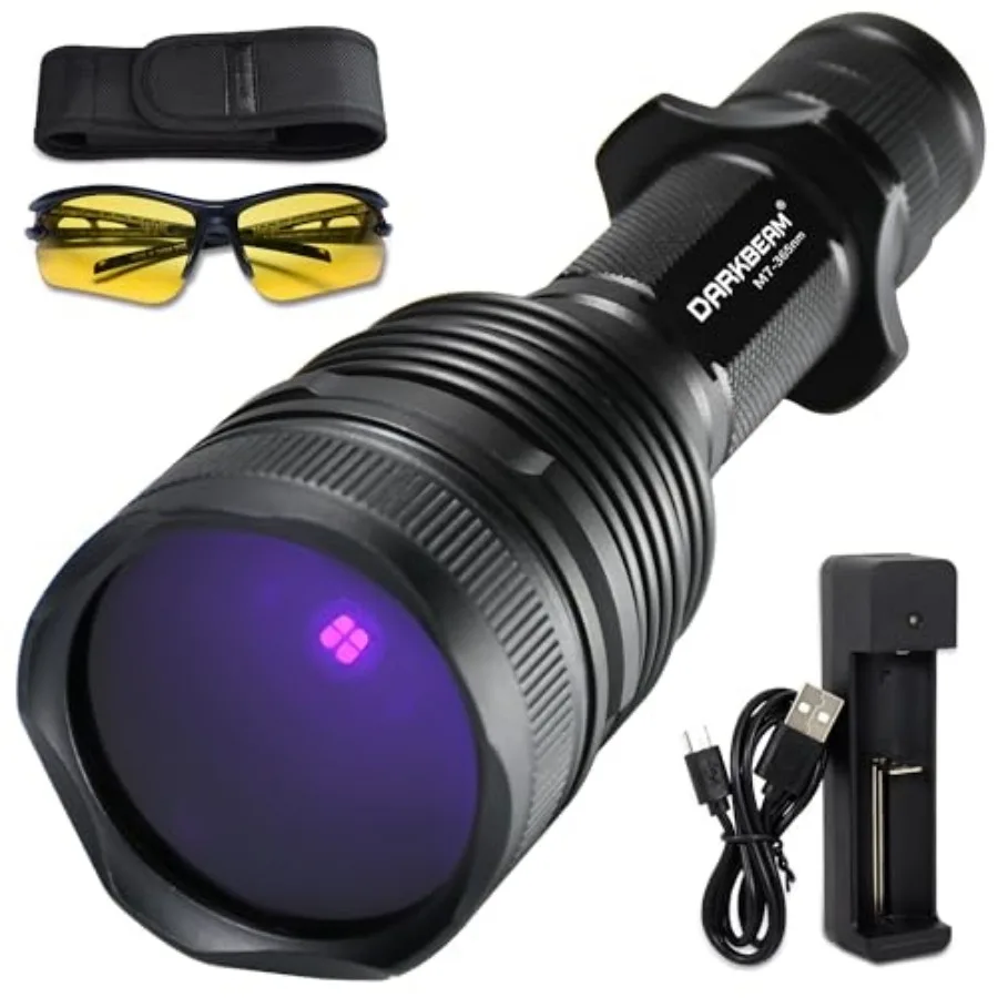 UV Flashlight 365nm Black Light - Woods Lamp 20W High Power Rechargeable Ultraviolet Light with Filter - Detector for Pet Urine
UV Flashlight 365nm Black Light - Woods Lamp 20W High Power Rechargeable Ultraviolet Light with Filter - Detector for Pet Urine