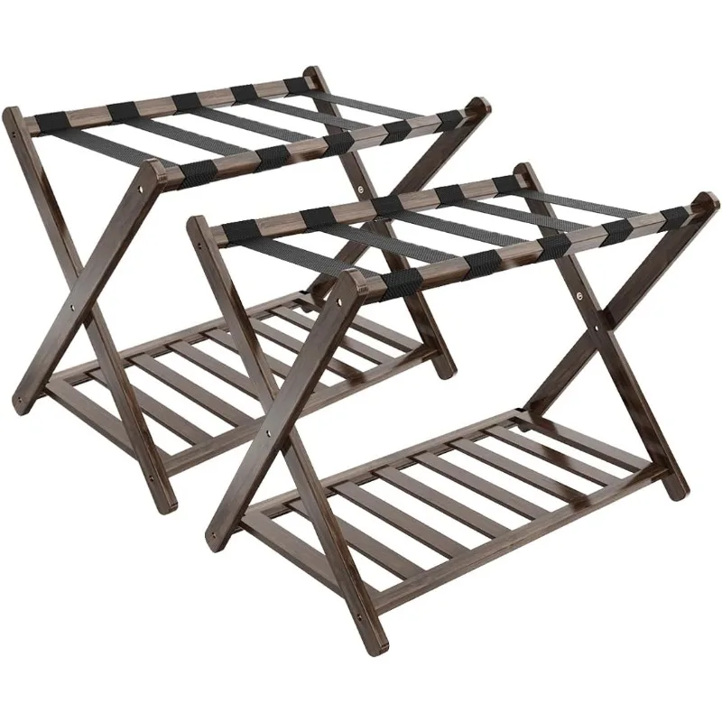 Luggage Racks, Folding Suitcase Stand with Storage Shelf, Bamboo Suitcase Rackwith Unique Magnetic Locking, 2 Pack Assembled
Luggage Racks, Folding Suitcase Stand with Storage Shelf, Bamboo Suitcase Rackwith Unique Magnetic Locking, 2 Pack Assembled