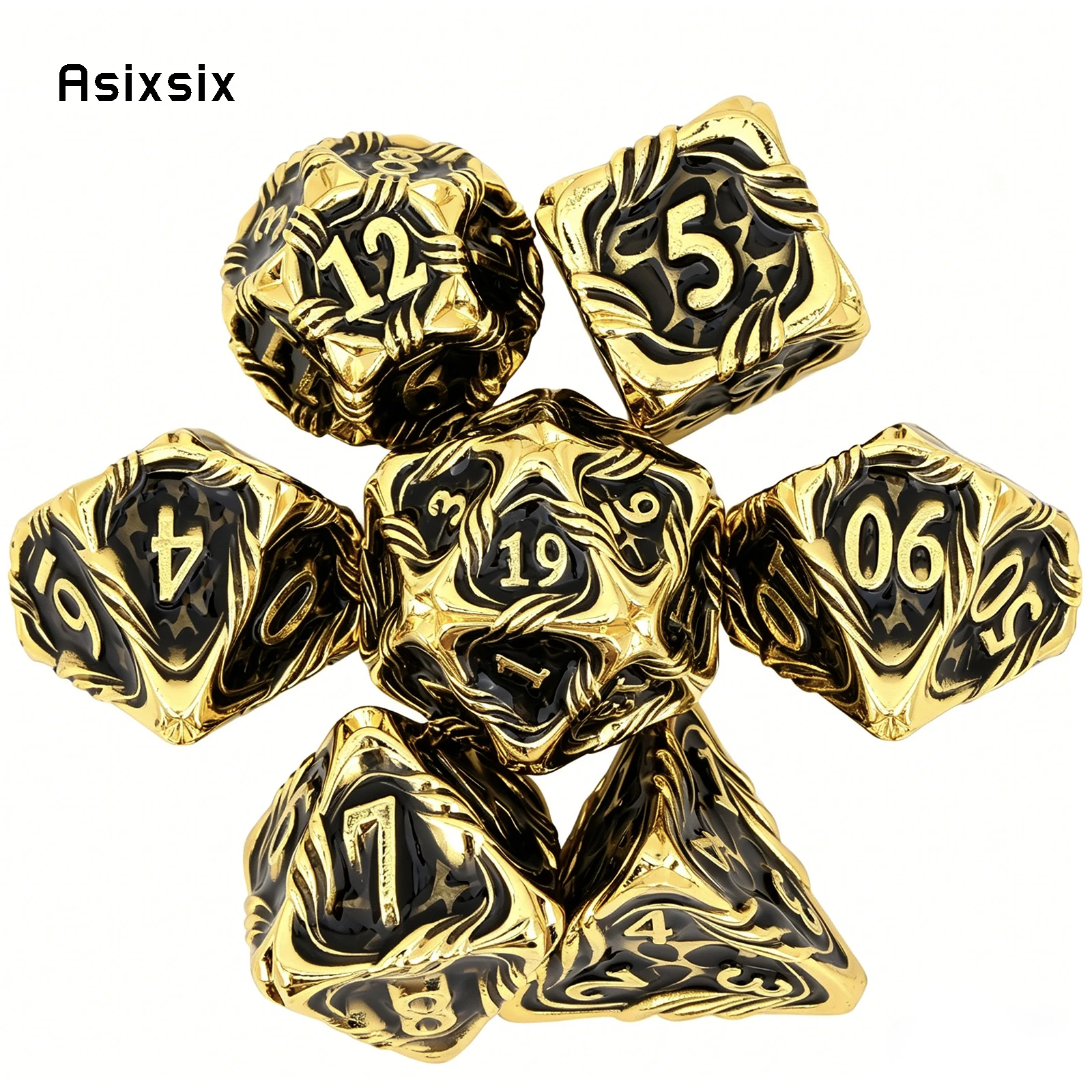 7 Pcs Yellow Black Tree Vine Metal Dice Solid Metal Polyhedral Dice Set Suitable for Role-Playing RPG Board Game Dice RPG
7 Pcs Yellow Black Tree Vine Metal Dice Solid Metal Polyhedral Dice Set Suitable for Role-Playing RPG Board Game Dice RPG