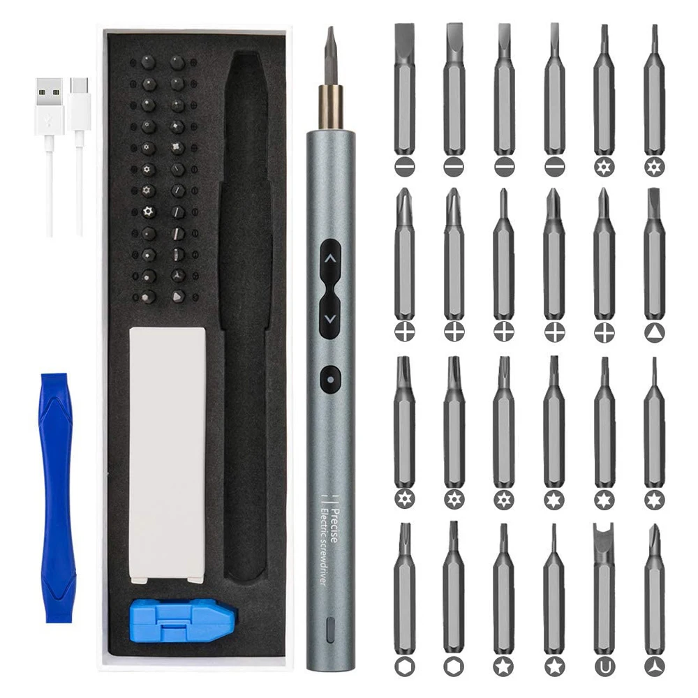 Precision Electric Screwdriver 24 Pcs S2 Alloy Steel Bit Screwdrivers Type-C Fast Charging Screwdriver Set Repair Power Tools
Precision Electric Screwdriver 24 Pcs S2 Alloy Steel Bit Screwdrivers Type-C Fast Charging Screwdriver Set Repair Power Tools