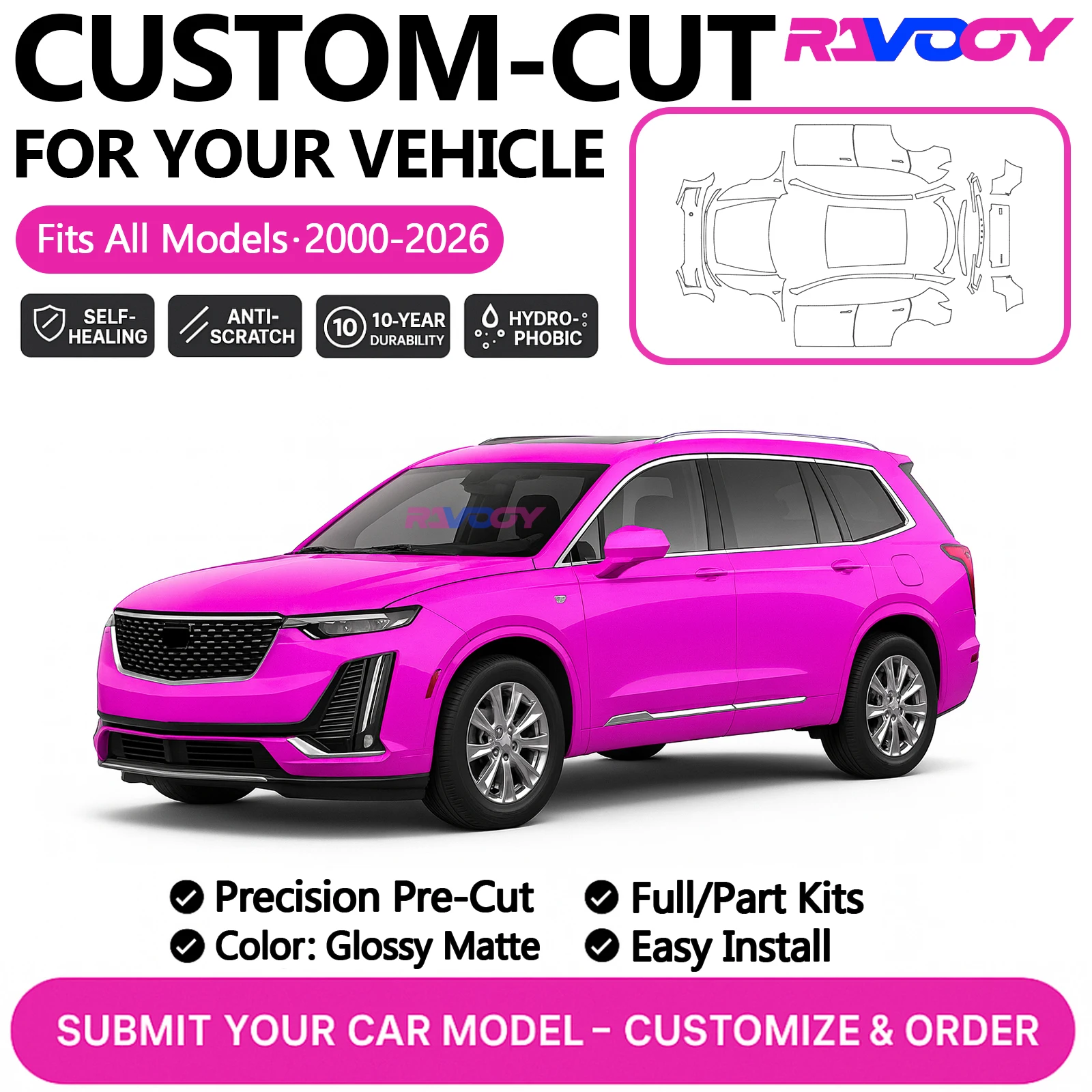 Custom Precut PPF Kit For Cadillac XT4 XT5 XT6 2024–2026 Paint Protection Film Gloss Matte Front bumper full car door front Kit
Custom Precut PPF Kit For Cadillac XT4 XT5 XT6 2024–2026 Paint Protection Film Gloss Matte Front bumper full car door front Kit