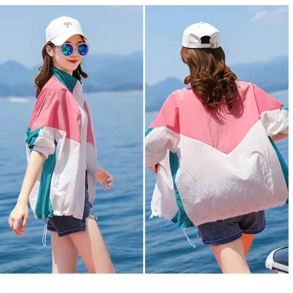 Fashion 2024 Summer Quick Dry Women's Jackets Coats Sun Protection Patchwork Color Zipper Thin Summer Women Coat Clothing A266
Fashion 2024 Summer Quick Dry Women's Jackets Coats Sun Protection Patchwork Color Zipper Thin Summer Women Coat Clothing A266