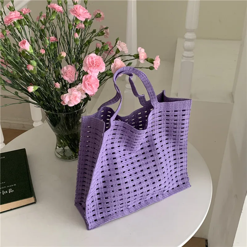 Spring Large Capacity Handwoven Plaid Tote Bag Luxury Designer Hollow Out Crochet Handbag Women's Beach Shopping Bag Female
Spring Large Capacity Handwoven Plaid Tote Bag Luxury Designer Hollow Out Crochet Handbag Women's Beach Shopping Bag Female