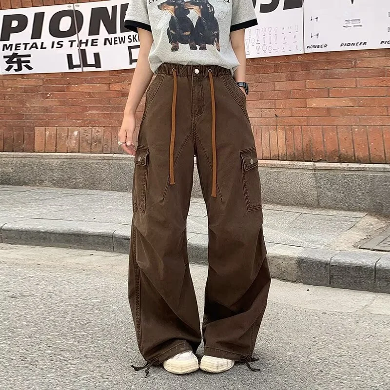 Ropa Y2K 2021, модные коричневые плиссированные мешковатые джинсы-карго, брюки для женщин, одежда, повседневные женские хлопковые брюки с широкими штанинами и шнурком
Ropa Y2K 2021, модные коричневые плиссированные мешковатые джинсы-карго, брюки для женщин, одежда, повседневные женские хлопковые брюки с широкими штанинами и шнурком