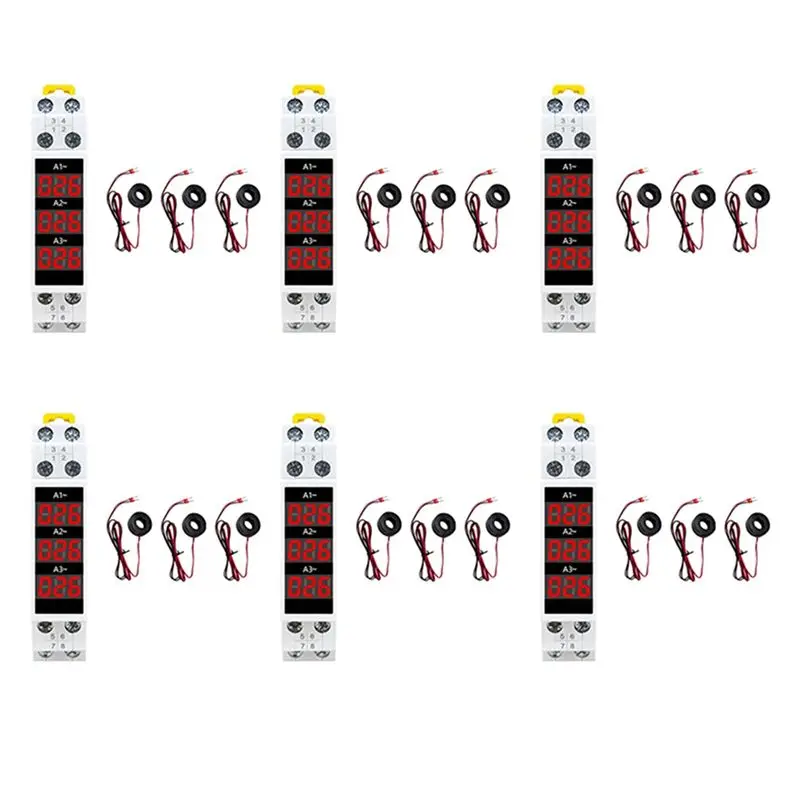 AB47-6X Din Rail Mount 3 Phase Ampere Meter Mini Modular Current Meter Gauge Indicator LED Digital Display Detector Ammeter
AB47-6X Din Rail Mount 3 Phase Ampere Meter Mini Modular Current Meter Gauge Indicator LED Digital Display Detector Ammeter