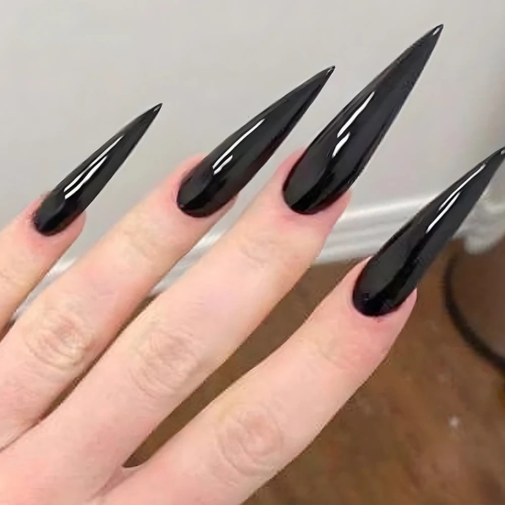 24pcs Long Pointed Fake Nail Patches Glossy Dark Black Cool Wearable Press ON Nails Solid Color Full Cover Artificial False Nail
24pcs Long Pointed Fake Nail Patches Glossy Dark Black Cool Wearable Press ON Nails Solid Color Full Cover Artificial False Nail