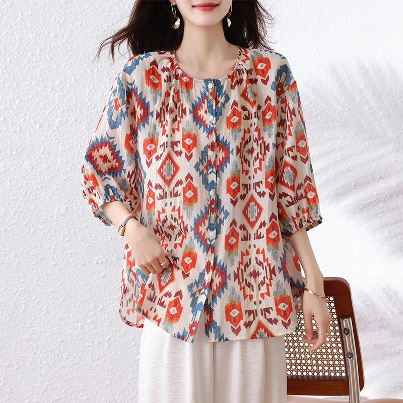 Элегантная шифоновая рубашка с цветочным принтом, женская свободная рубашка из шифона, летняя новинка, тонкий качественный топ, модный винтажный стиль, стандартная длина рукава
Элегантная шифоновая рубашка с цветочным принтом, женская свободная рубашка из шифона, летняя новинка, тонкий качественный топ, модный винтажный стиль, стандартная длина рукава