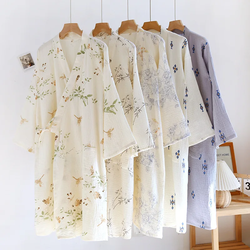 Women's Cardigan Pajamas Spring Cotton Gauze Soft Comfortable Robe Japanese Style Long Sleeved Shirt Nightgowns Home Clothing
Women's Cardigan Pajamas Spring Cotton Gauze Soft Comfortable Robe Japanese Style Long Sleeved Shirt Nightgowns Home Clothing