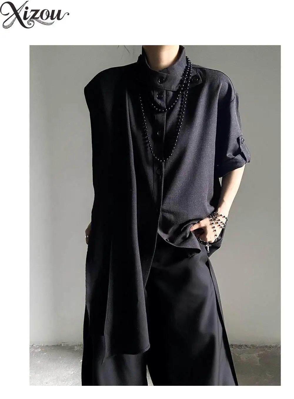 Men Spliced Stand Collar Shirt Neutral Linen Short Sleeve Top Unisex Silk Scarf French 2026 Ribbon Irregular 2026 Summer Casual
Men Spliced Stand Collar Shirt Neutral Linen Short Sleeve Top Unisex Silk Scarf French 2026 Ribbon Irregular 2026 Summer Casual