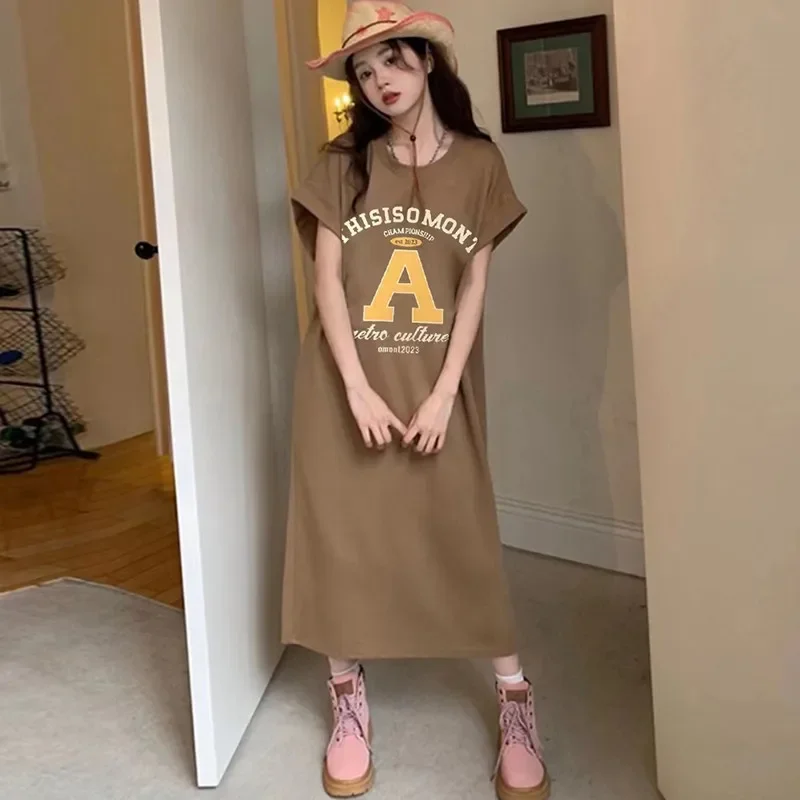 Модное женское летнее и осеннее платье с короткими рукавами и буквенным принтом в Европе и США, новое свободное платье с круглым вырезом
Модное женское летнее и осеннее платье с короткими рукавами и буквенным принтом в Европе и США, новое свободное платье с круглым вырезом