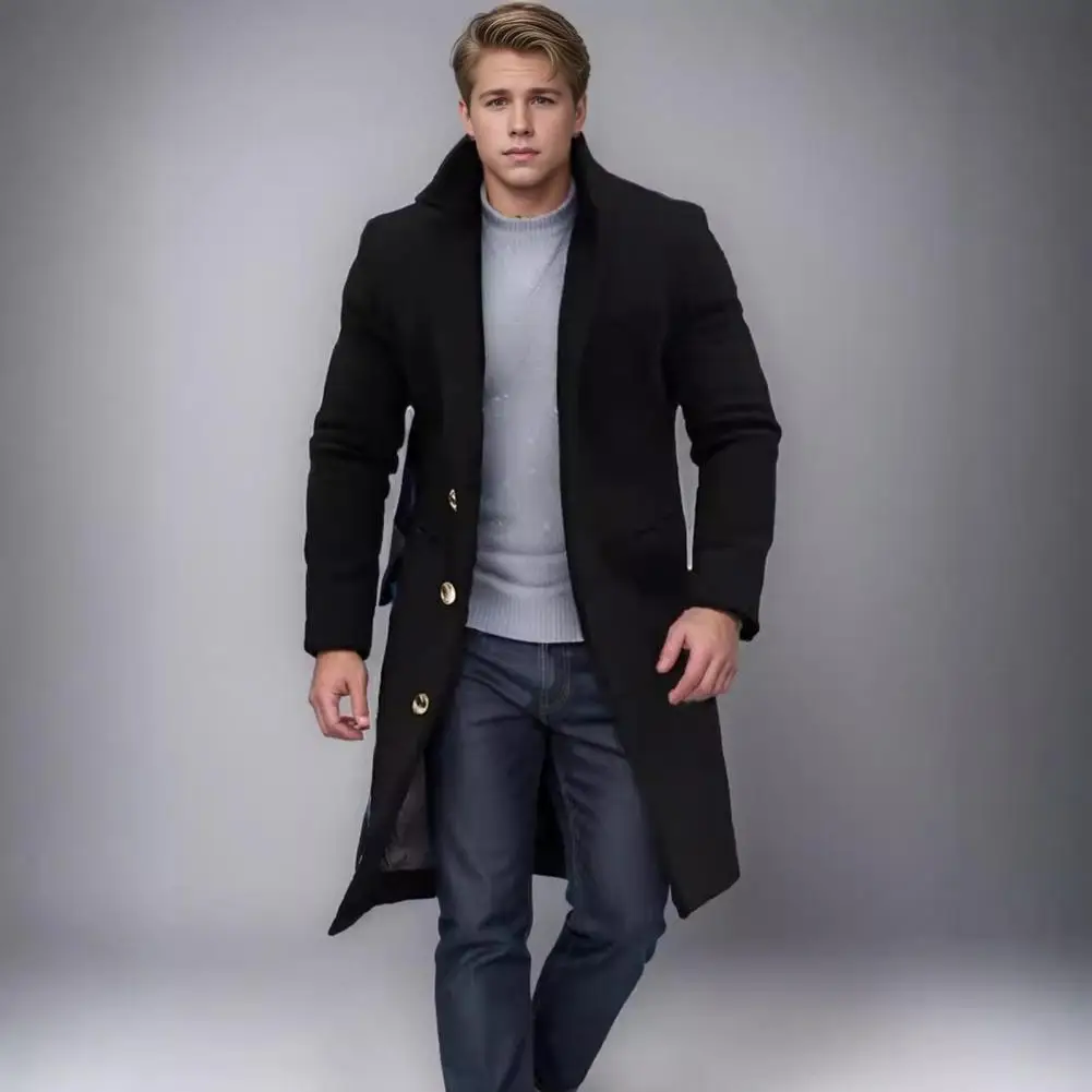 Woolen Coat Men Jacket Elegant Men's Woolen Coat with Lapel Pockets Single Breasted Jacket for Stylish Outerwear for Winter
Woolen Coat Men Jacket Elegant Men's Woolen Coat with Lapel Pockets Single Breasted Jacket for Stylish Outerwear for Winter