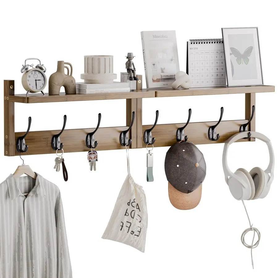 Coat Rack with Shelf Wall Mount, Entryway Bamboo Hanging Shelf, Set of 2, Wall Hook Rail for Hallway Decor, Storage Clothe, Hat,
Coat Rack with Shelf Wall Mount, Entryway Bamboo Hanging Shelf, Set of 2, Wall Hook Rail for Hallway Decor, Storage Clothe, Hat,
