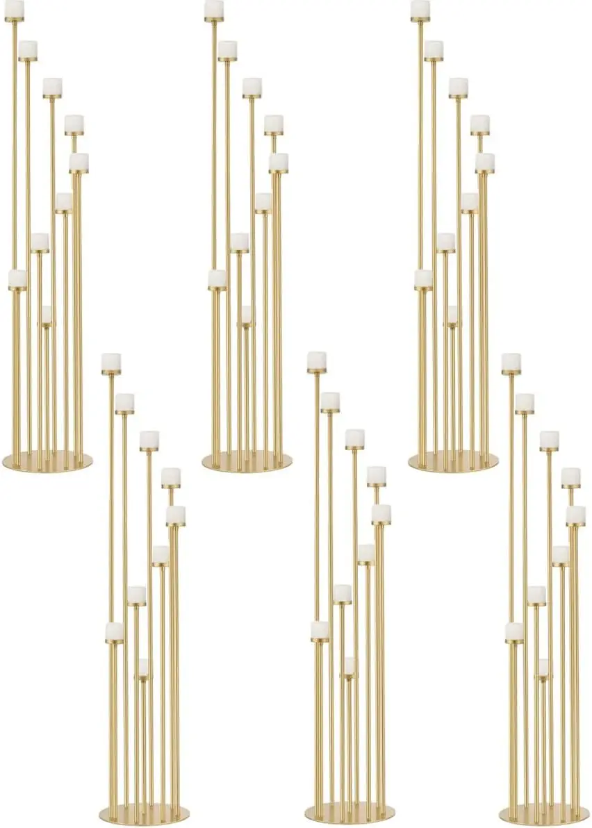 6Pcs Gold Floor Candle Holder 46.3 inch 9 Arm Floor Candelabra Tall Candlestick Holder for Home Birthday Wedding Decoration
6Pcs Gold Floor Candle Holder 46.3 inch 9 Arm Floor Candelabra Tall Candlestick Holder for Home Birthday Wedding Decoration
