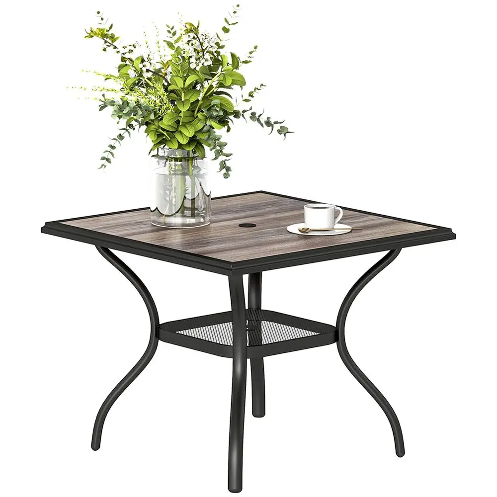 Outdoor Dining Table for 4 People, 37 Square Patio Table with Umbrella Hole, Storage Shelf and Faux Wood Top, Metal Frame Outdo
Outdoor Dining Table for 4 People, 37 Square Patio Table with Umbrella Hole, Storage Shelf and Faux Wood Top, Metal Frame Outdo