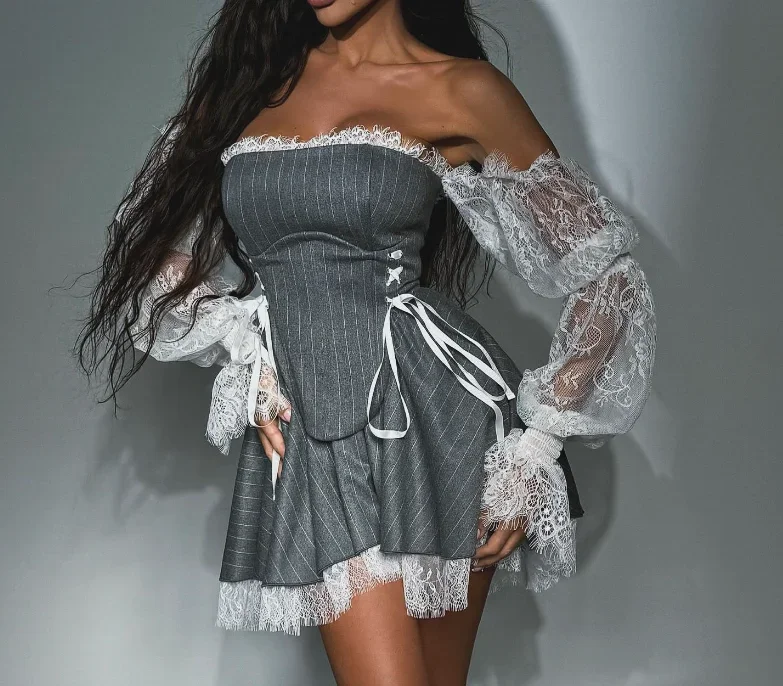 CPSYMYM Two Piece Set Women Outfit Spring Off Shoulder Lace Splicing Long Sleeves Top Irregular Casual Half Skirt
CPSYMYM Two Piece Set Women Outfit Spring Off Shoulder Lace Splicing Long Sleeves Top Irregular Casual Half Skirt