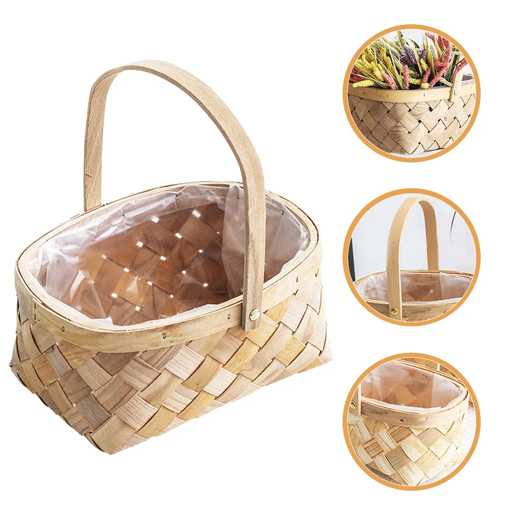 Basket Pastoral Wood Chip Portable Flower Arrangement Hand-woven Souvenir Storage Picnic Fruit (small Size) Decorative
Basket Pastoral Wood Chip Portable Flower Arrangement Hand-woven Souvenir Storage Picnic Fruit (small Size) Decorative