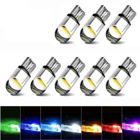 T10 LED Canbus Bulb T10 W5W LED CAR Canbus Glass COB 6000k Reading Dome Lamp Marker Wedge License Plate Light Bulb 168 194 192 DC 12V White Blue Red