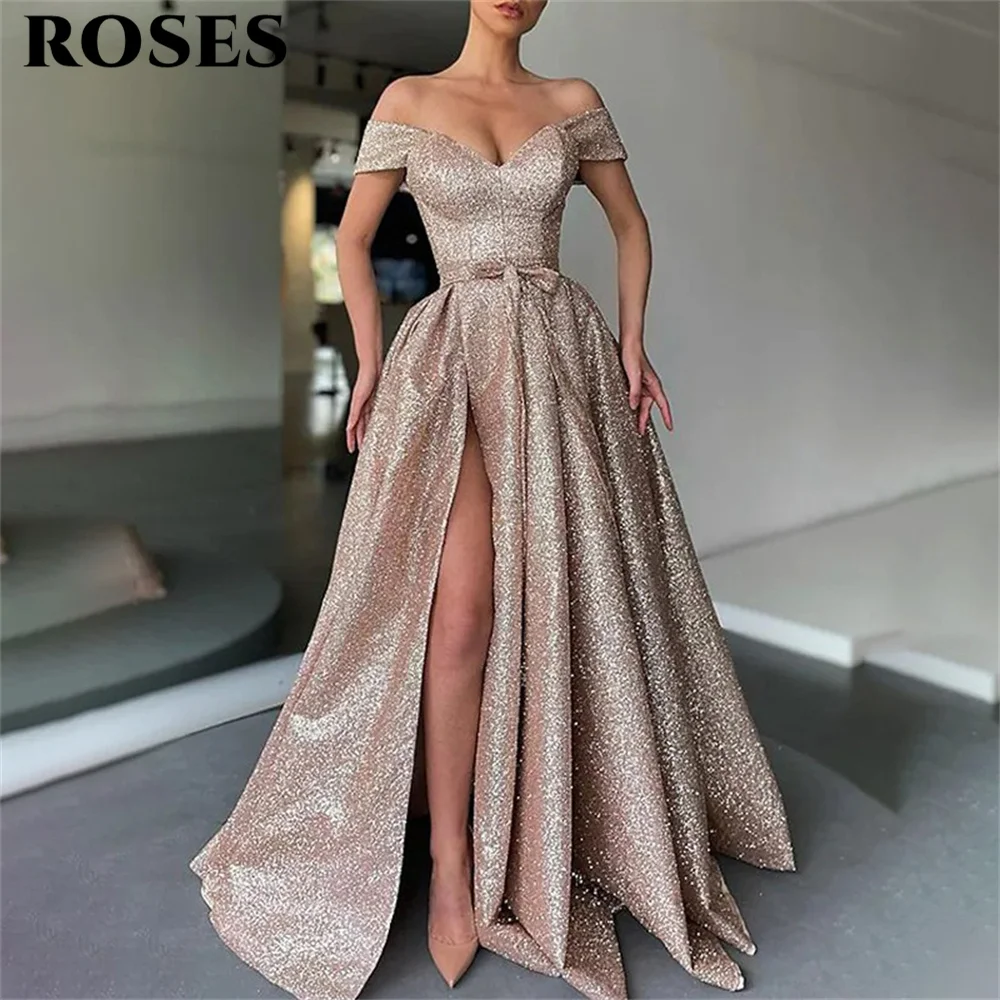 ROSES Off the Shoulder Prom Dress Princess Sequins Celebrity Dresses Women's Evening Dress A-Line Formal Gown with Split 프롬 드레스
ROSES Off the Shoulder Prom Dress Princess Sequins Celebrity Dresses Women's Evening Dress A-Line Formal Gown with Split 프롬 드레스