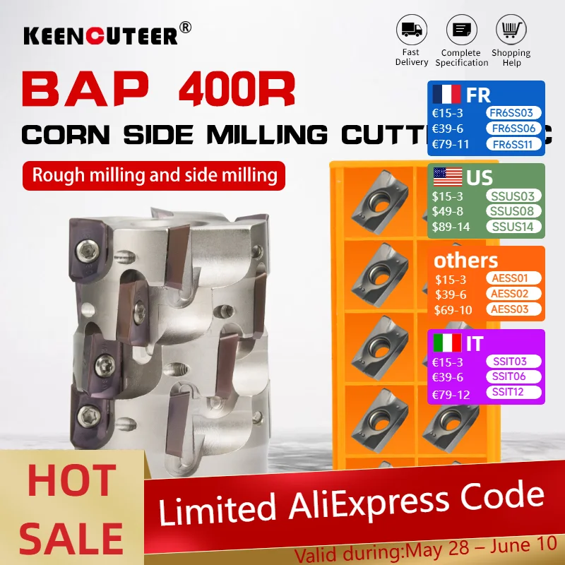 BAP 400R Corn Milling Cutter Disc Sleeve End Face CNC Milling Cutter Disc Helical Milling Cutter Bar Corn Cob Insert APMT1604
BAP 400R Corn Milling Cutter Disc Sleeve End Face CNC Milling Cutter Disc Helical Milling Cutter Bar Corn Cob Insert APMT1604