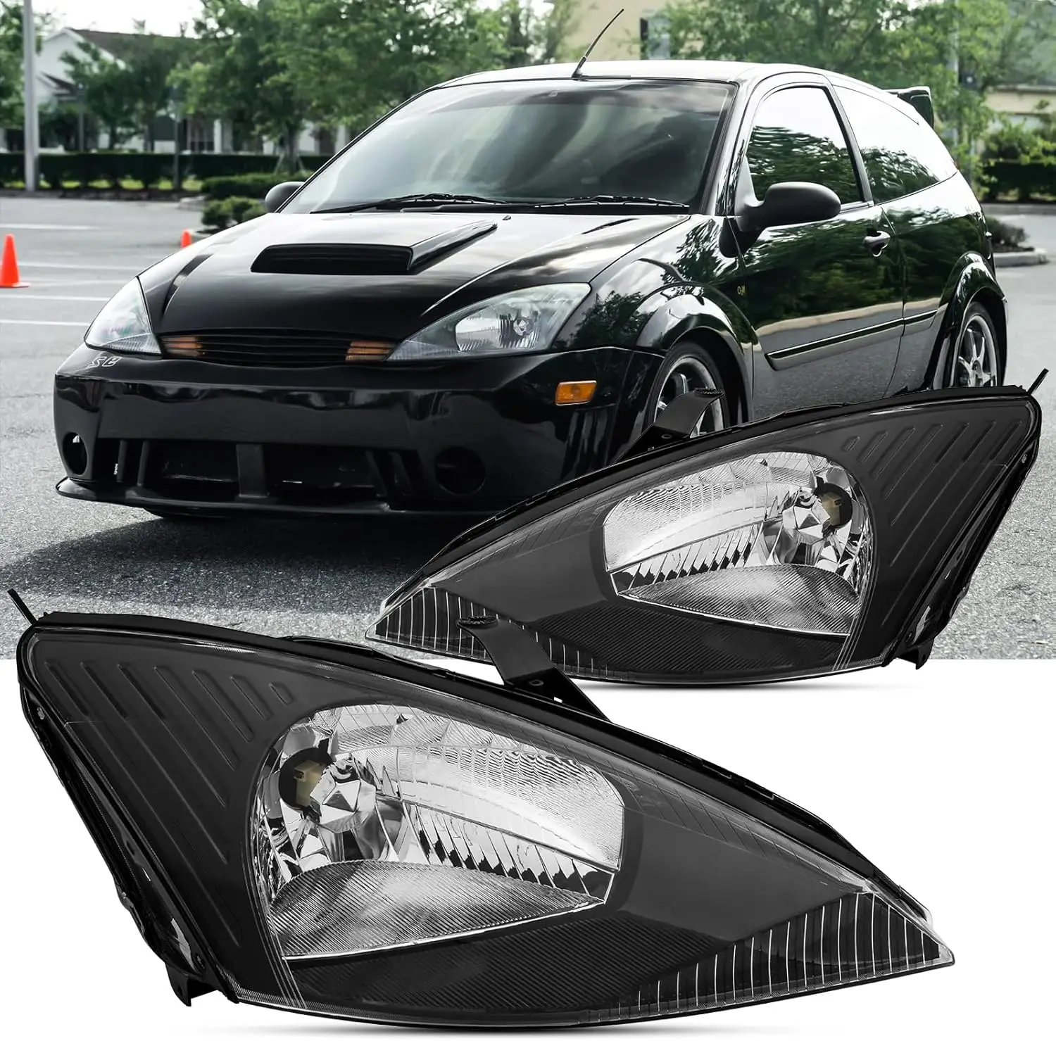 Headlights Assembly Compatible with 2000 2001 2002 2003 2004 Ford Focus Headlamp Replacement Black Housing Pair
Headlights Assembly Compatible with 2000 2001 2002 2003 2004 Ford Focus Headlamp Replacement Black Housing Pair