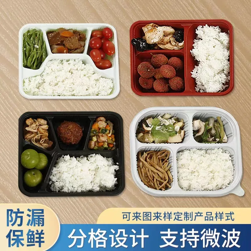 Custom Disposable Lunch Box Large Capacity Four-Compartment with Lid Fast Food Box Square Plastic Takeout Packing Bent
Custom Disposable Lunch Box Large Capacity Four-Compartment with Lid Fast Food Box Square Plastic Takeout Packing Bent