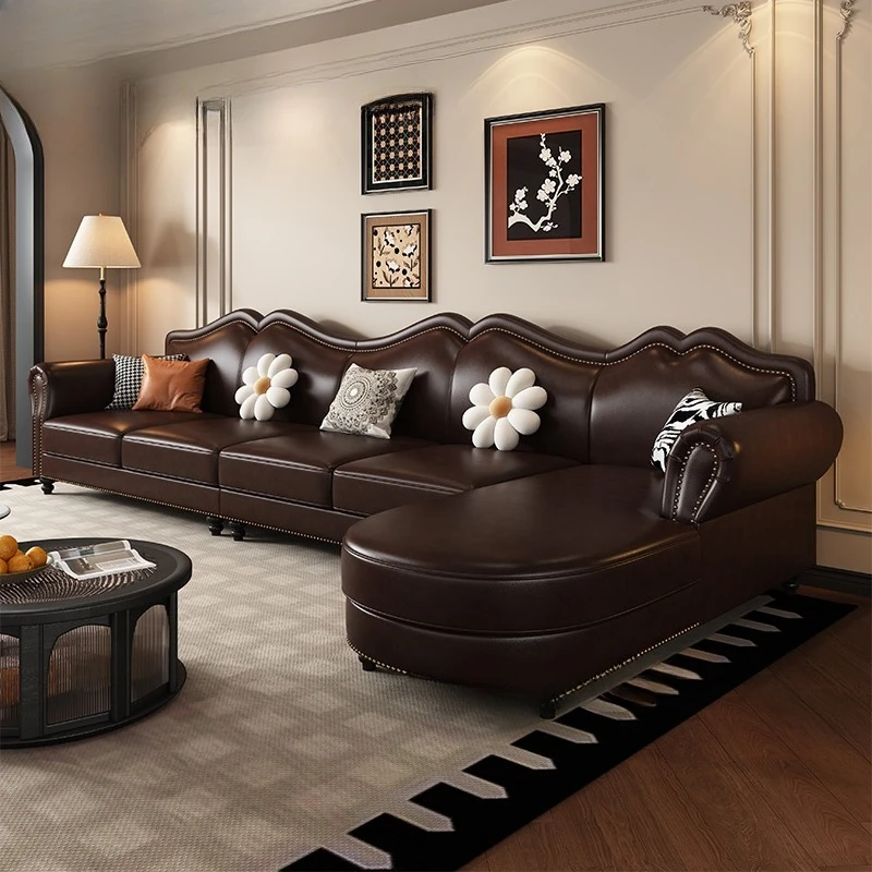Retro leather sofa first layer cowhide high-end living room retro oil wax leather three people
Retro leather sofa first layer cowhide high-end living room retro oil wax leather three people