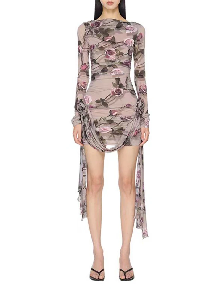 Three-dimensional flowers decorated package hip women's dress temperament elegant retro printing long-sleeved short dresses
Three-dimensional flowers decorated package hip women's dress temperament elegant retro printing long-sleeved short dresses