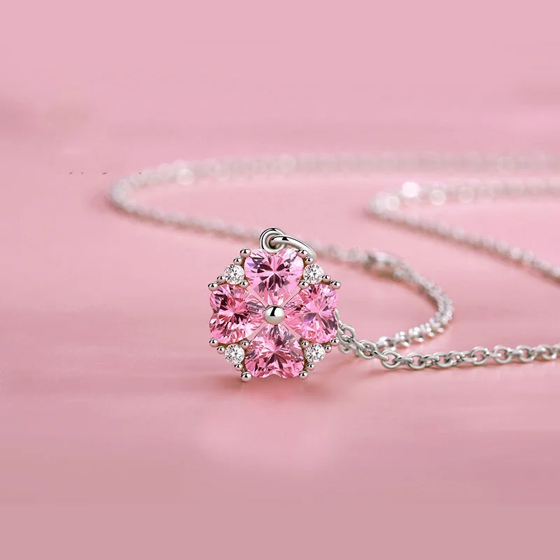 Sweet Fashion Pink Heart-shaped Cherry Blossom Love Clover Copper Silver-plated Pendant for Women Korean Version Zircon Inlaid E
Sweet Fashion Pink Heart-shaped Cherry Blossom Love Clover Copper Silver-plated Pendant for Women Korean Version Zircon Inlaid E