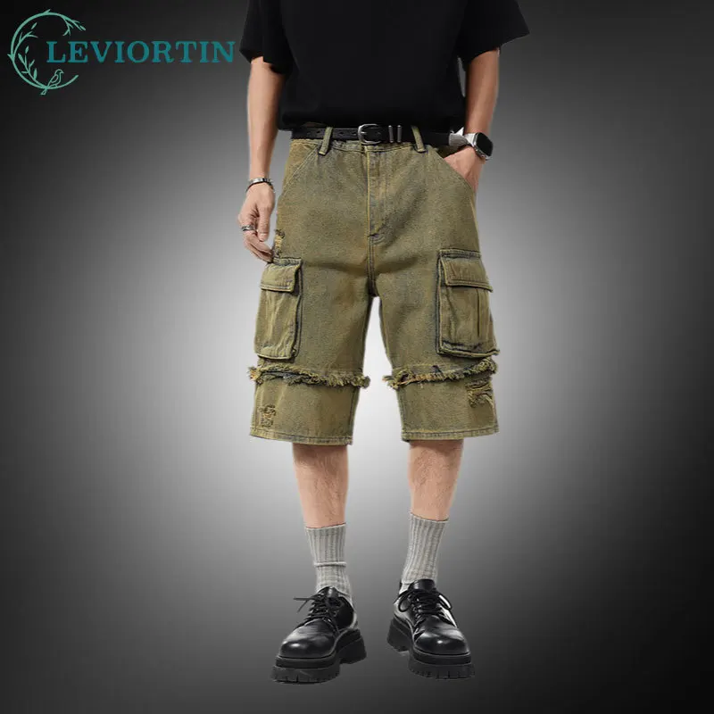 Men's Summer Distressed Denim Cargo Shorts High Street Vintage Washed Workwear Utility Pockets Relaxed Fit Streetwear Jeans
Men's Summer Distressed Denim Cargo Shorts High Street Vintage Washed Workwear Utility Pockets Relaxed Fit Streetwear Jeans