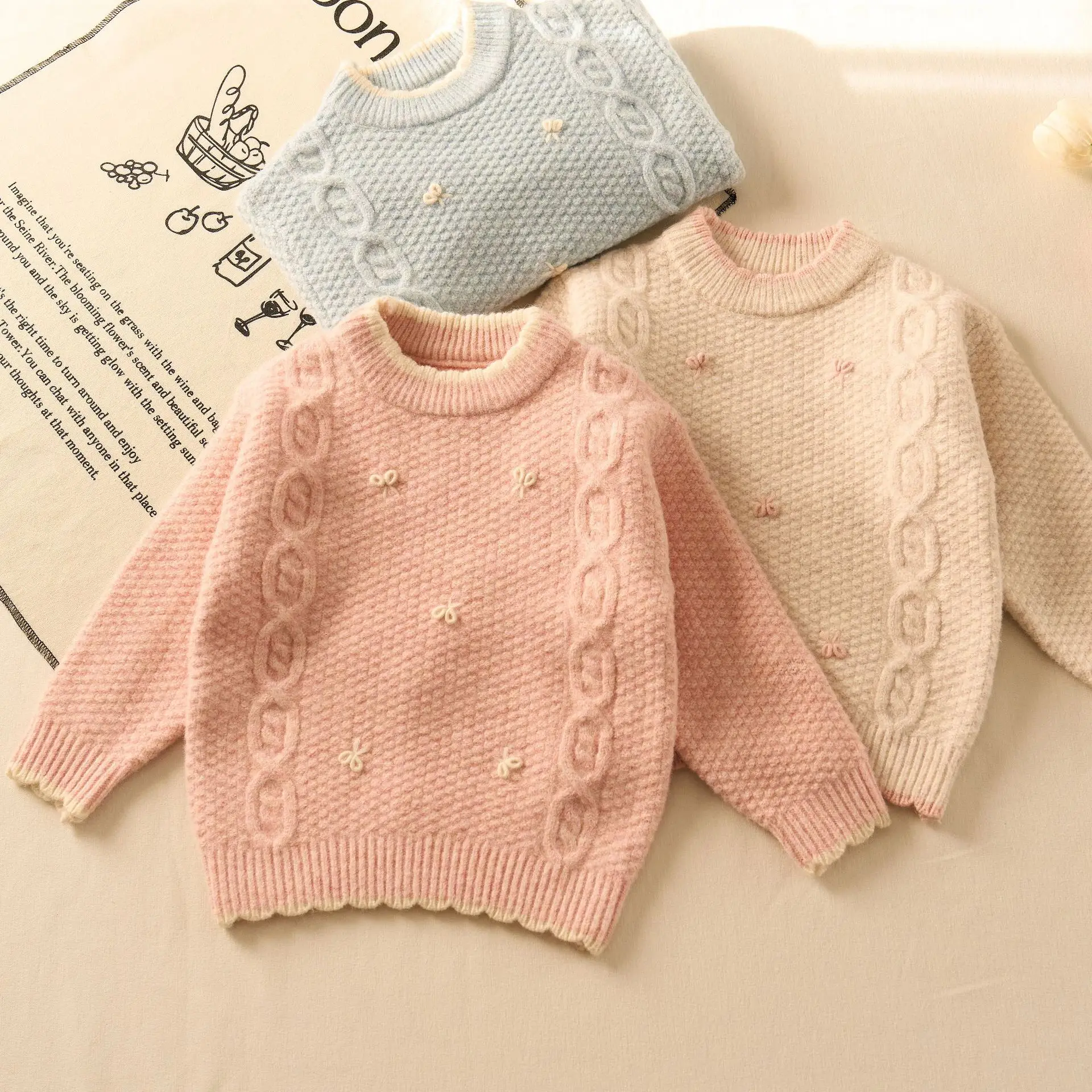 Girls Sweaters Spring Autumn 2025 Children Woolen Jersey Tops Clothing For Baby Girl Pullover Sweater Kids Knitted Outfits 5 6Y 
Girls Sweaters Spring Autumn 2025 Children Woolen Jersey Tops Clothing For Baby Girl Pullover Sweater Kids Knitted Outfits 5 6Y