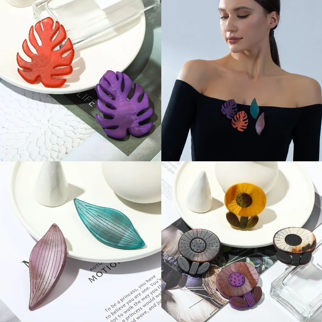 DIY accessories Niche INS style acrylic leaves sunflower brooch, high-end independent packaging temperament pin jewelry wholesal
DIY accessories Niche INS style acrylic leaves sunflower brooch, high-end independent packaging temperament pin jewelry wholesal
