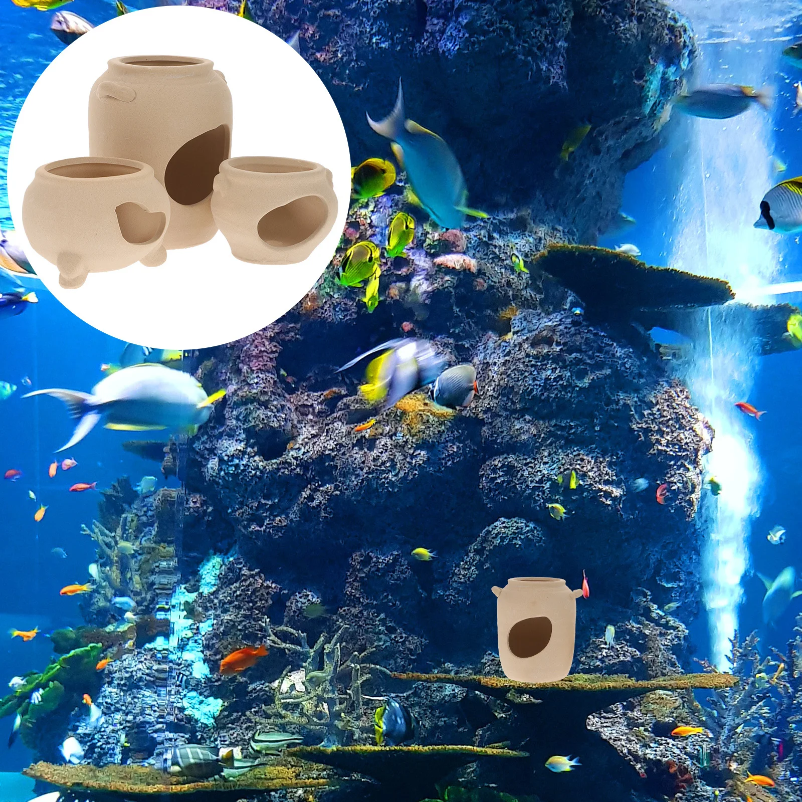 3Pcs Aquarium Hideaway Ceramic Fish Shelters Suitable for Small Tank Fish Hiding Houses Natural Aquarium Decors
3Pcs Aquarium Hideaway Ceramic Fish Shelters Suitable for Small Tank Fish Hiding Houses Natural Aquarium Decors