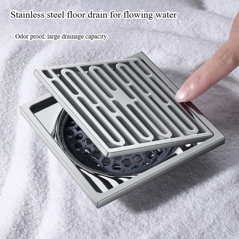 Thickened 304 stainless steel floor drain, bathroom square large drainage anti odor floor drain
Thickened 304 stainless steel floor drain, bathroom square large drainage anti odor floor drain