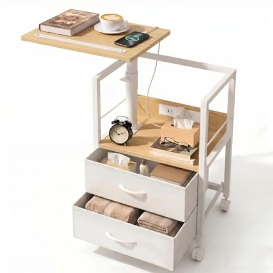 Swivel Lift Top Nightstand with Charging Station Rolling Side Table for Recliner Bedside Table with Wheels and Fabric for Small
Swivel Lift Top Nightstand with Charging Station Rolling Side Table for Recliner Bedside Table with Wheels and Fabric for Small
