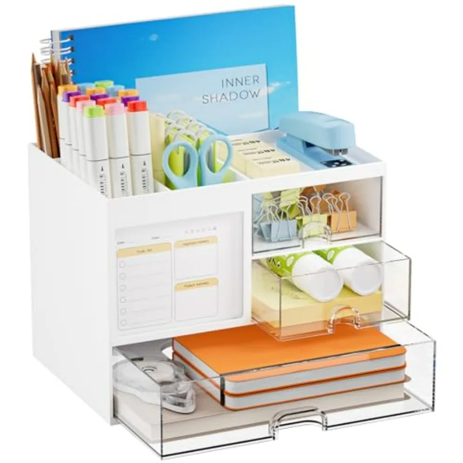 Desk Organizer with 3 Drawer, Multi-Functional Pencil Pen Holder for Desk, Desk Organizers and Accessories with 4 Compartments,
Desk Organizer with 3 Drawer, Multi-Functional Pencil Pen Holder for Desk, Desk Organizers and Accessories with 4 Compartments,