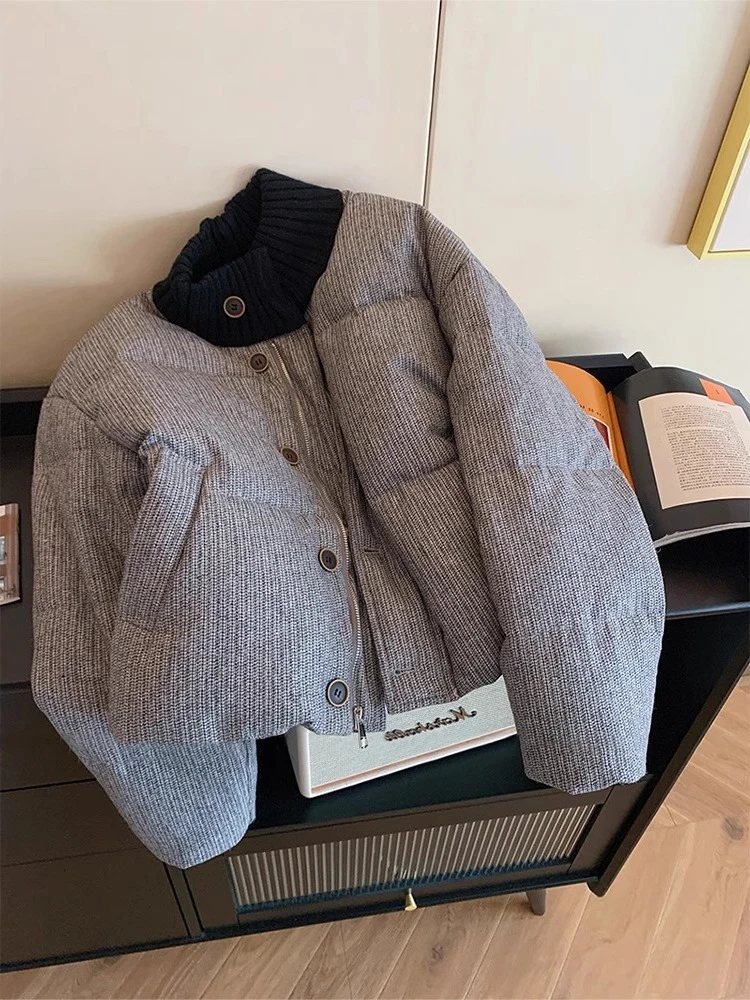 Korean Sle ort Stand Collar Cotton Jaet Men Women Autumn Winter Unique Super Cute Knitted Splicing Bread Coat Outerwear
Korean Sle ort Stand Collar Cotton Jaet Men Women Autumn Winter Unique Super Cute Knitted Splicing Bread Coat Outerwear