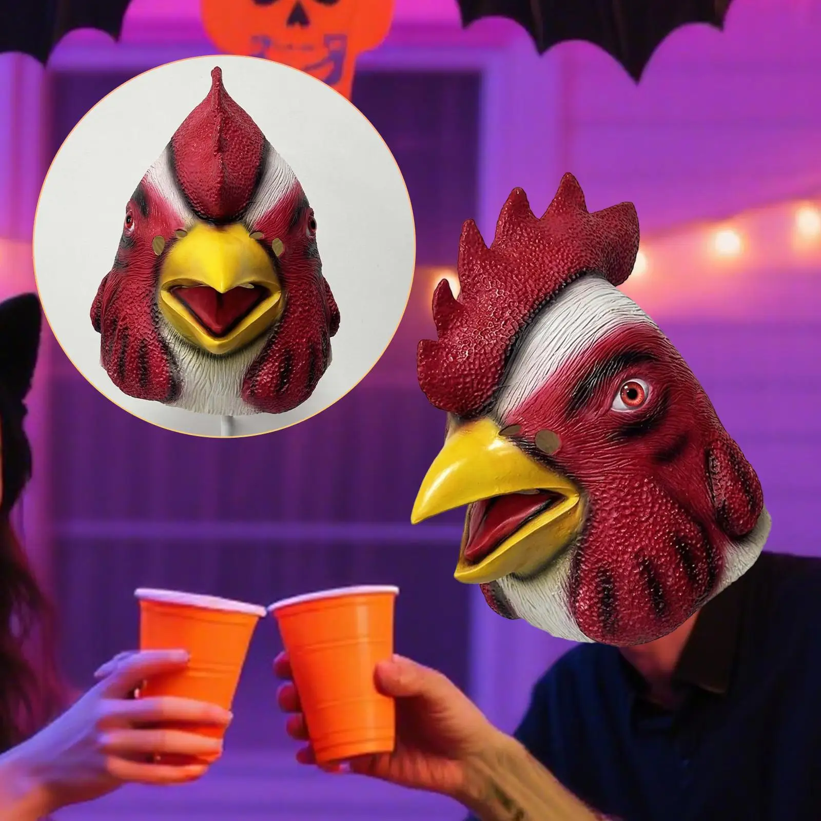 Head Chicken Costume Head Cover for Bar Holiday Photography
Head Chicken Costume Head Cover for Bar Holiday Photography