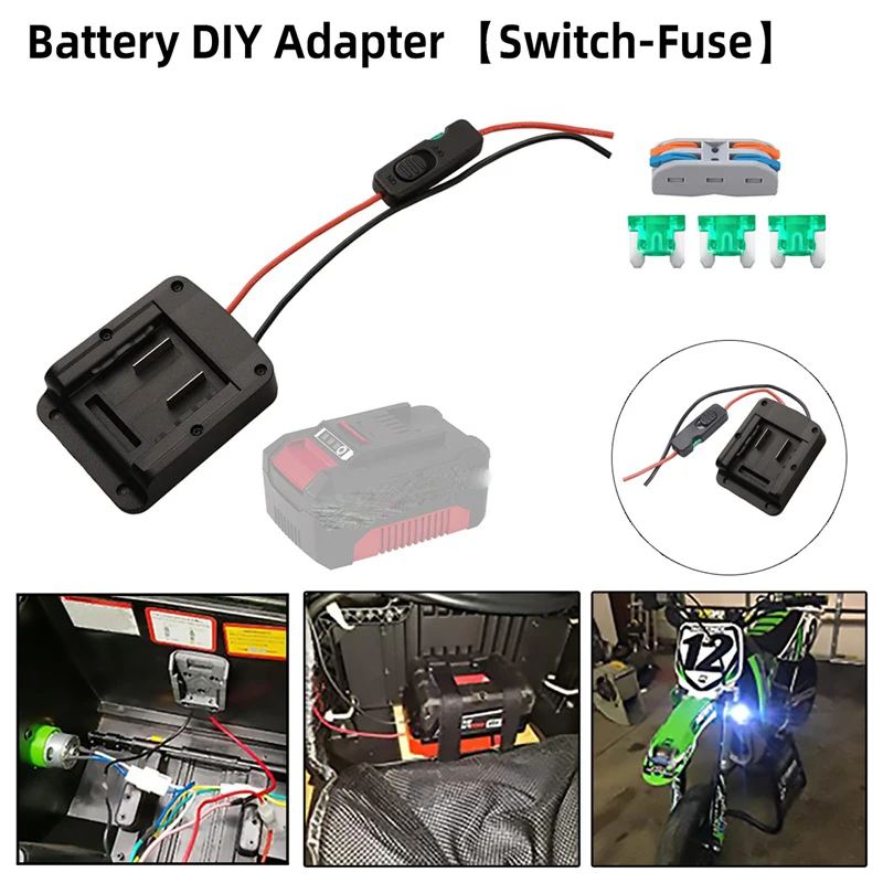 Адаптер Power Ride Wheel для литий-ионной батареи Einhell 18 В с предохранителями и выключателем, преобразователь батареи «сделай сам» с проводными клеммами
Адаптер Power Ride Wheel для литий-ионной батареи Einhell 18 В с предохранителями и выключателем, преобразователь батареи «сделай сам» с проводными клеммами