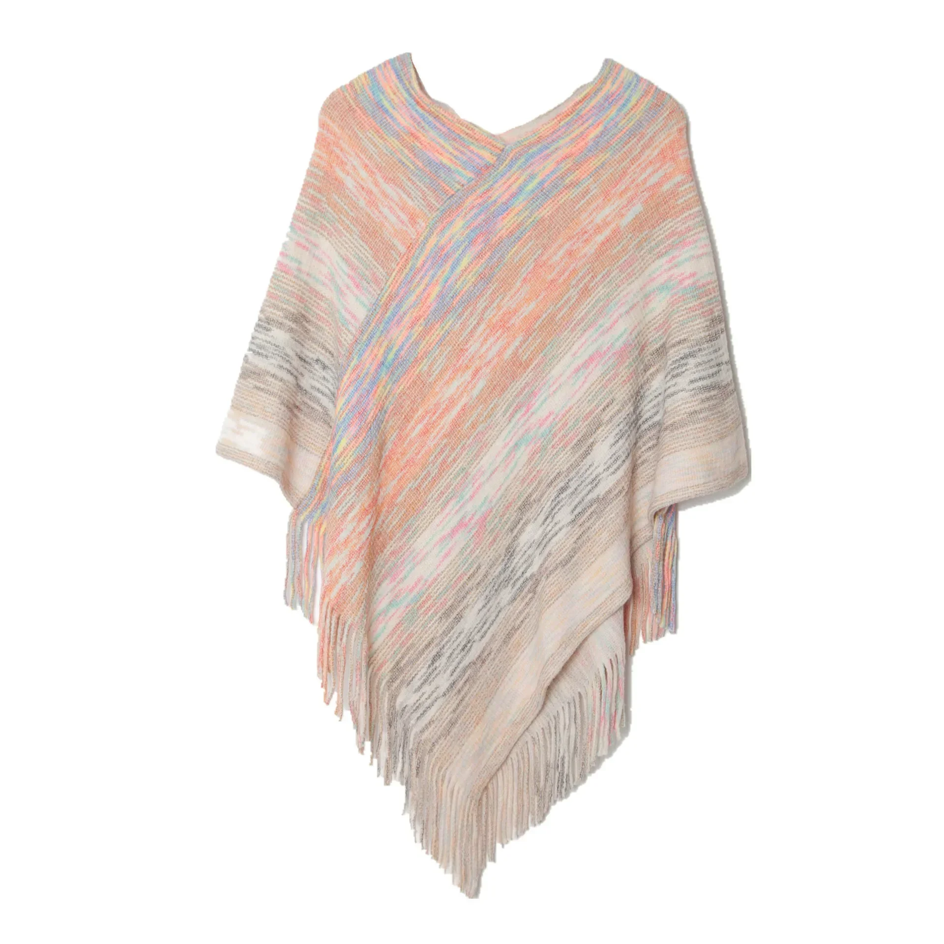 Spring Autumn New V-neck Pullover Cape Tassel Knitted Shawl Women Poncho Lady Capes Beige Cloaks
Spring Autumn New V-neck Pullover Cape Tassel Knitted Shawl Women Poncho Lady Capes Beige Cloaks
