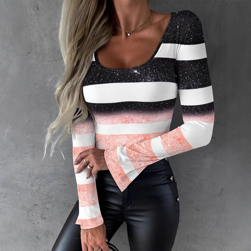 Women Stripes Printed Long Sleeve Top O Neck T Shirt Blouse Tee Summer Fashion Casual T Shirts
Women Stripes Printed Long Sleeve Top O Neck T Shirt Blouse Tee Summer Fashion Casual T Shirts