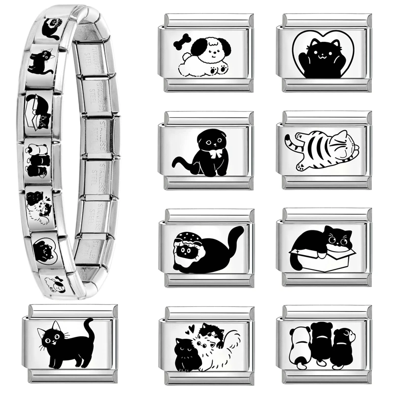 NEW Y2K Charm Cute Cartoon Black Cat Italian Charm Links Fit 9mm Bracelet Stainless Steel DIY Jewelry Making Wholesale
NEW Y2K Charm Cute Cartoon Black Cat Italian Charm Links Fit 9mm Bracelet Stainless Steel DIY Jewelry Making Wholesale
