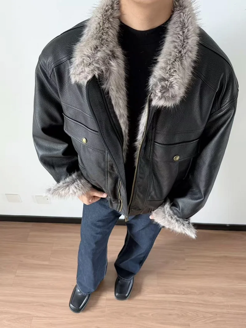 Американская куртка с меховым воротником, из искусственной кожи с текстурой личи, утепленная, свободного кроя, на молнии, повседневная
Американская куртка с меховым воротником, из искусственной кожи с текстурой личи, утепленная, свободного кроя, на молнии, повседневная