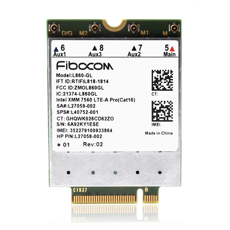 AU61-Fibocom L860-GL Полный модуль Netcom 4G для HP X360 830G6 840G5 840G6 850G6 XMM7560 Многофункциональный модуль
AU61-Fibocom L860-GL Полный модуль Netcom 4G для HP X360 830G6 840G5 840G6 850G6 XMM7560 Многофункциональный модуль