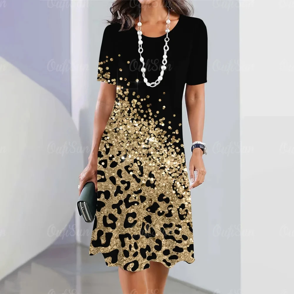 Summer Dresses Leopard Colour Clash Long Dress Retro Women's Clothing Loose Round Neck A-Line Skirt Short Sleeves Woman Clothing
Summer Dresses Leopard Colour Clash Long Dress Retro Women's Clothing Loose Round Neck A-Line Skirt Short Sleeves Woman Clothing