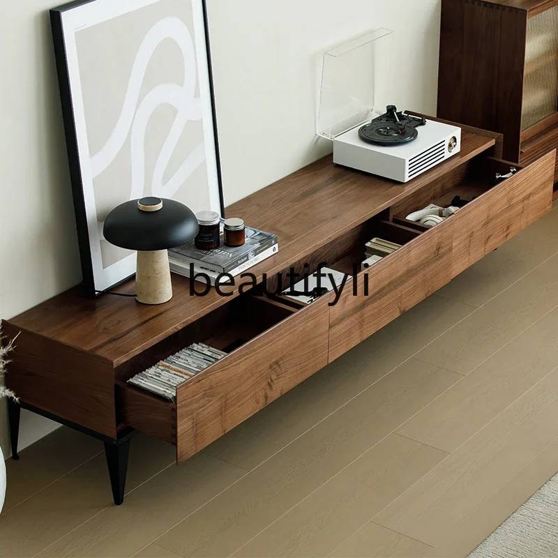 A50 North American black walnut TV cabinet with lighting Nordic living room floor log floor cabinet
A50 North American black walnut TV cabinet with lighting Nordic living room floor log floor cabinet